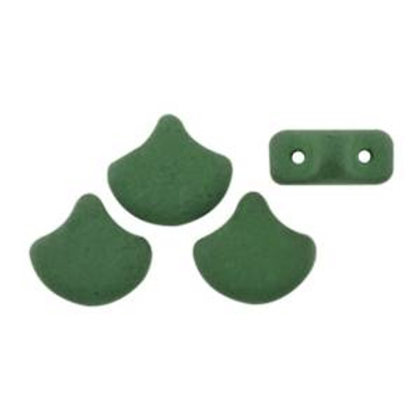 2-Hole GINKGO LEAF Czech Glass Beads  Saturated Irish Green