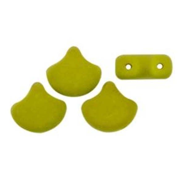 2-Hole GINKGO LEAF Czech Glass Beads  Saturated Chartreuse