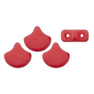 2-Hole GINKGO LEAF Czech Glass Beads  Saturated Rouge