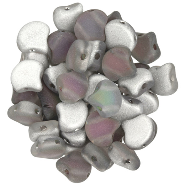 2-Hole GINKGO LEAF Czech Glass Beads  Backlit - Matte Spectrum