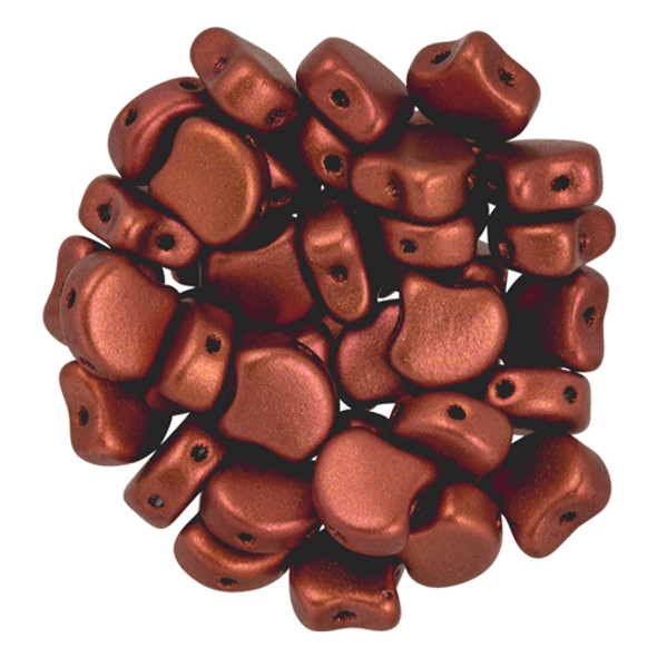 2-Hole GINKGO LEAF Czech Glass Beads  Matte Metallic Dk Copper