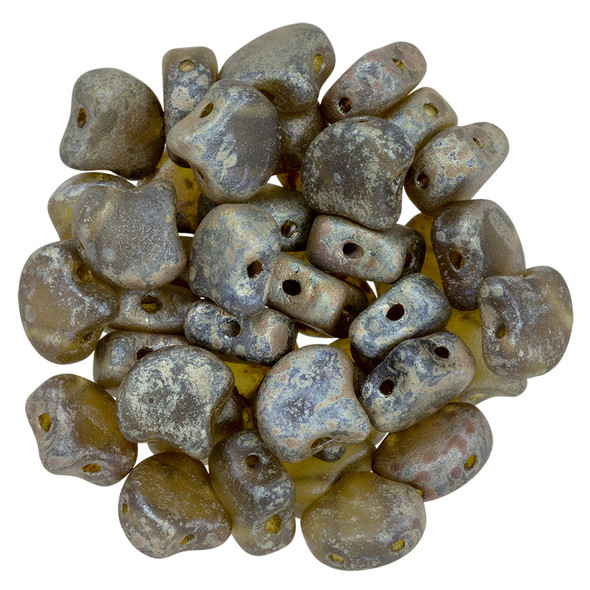 2-Hole GINKGO LEAF Czech Glass Beads  Matte - Black Diamond - Rembrandt