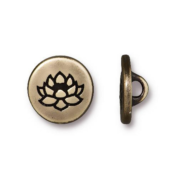 TierraCast BUTTON Small Lotus Oxidized Brass Plated
