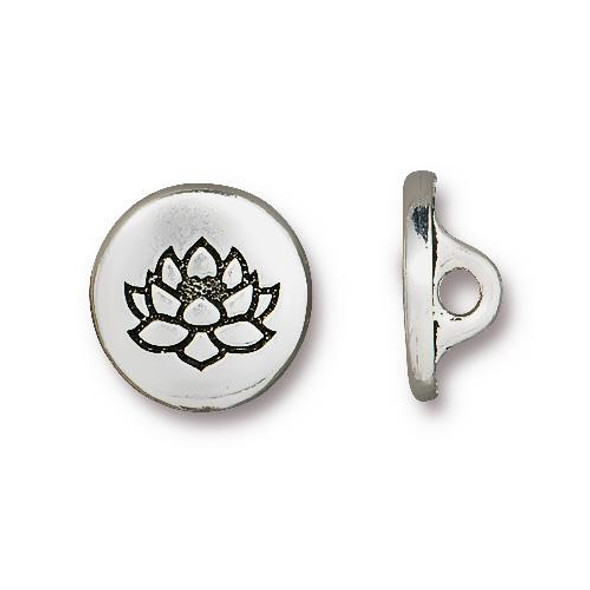 TierraCast BUTTON Small Lotus Antiqued Silver Plated