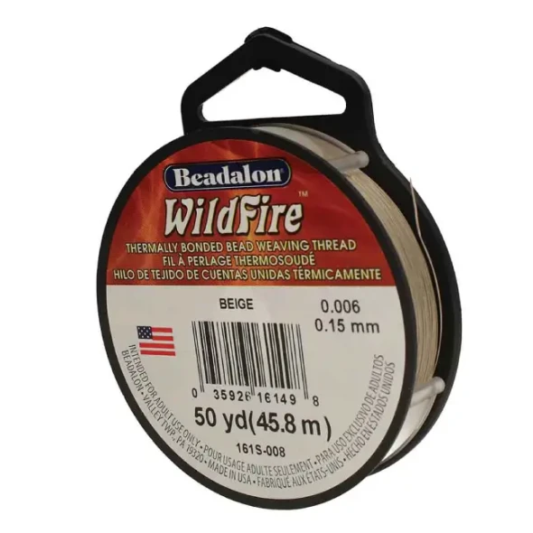 WildFire Beading Thread BEIGE 50 Yards  .006 dia