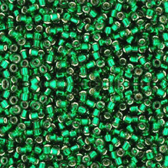 Toho Treasure 11/0 TRANSPARENT SILVER-LINED GREEN EMERALD Seed Beads