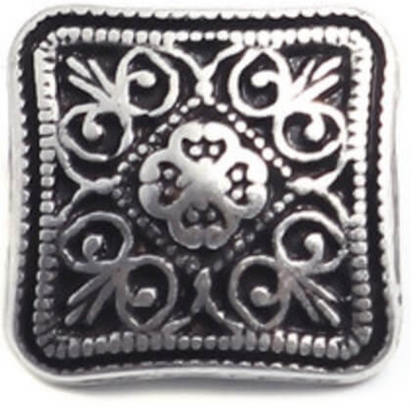 BUTTON- Fancy Filigree Square-13x13mm Antique Silver Plated