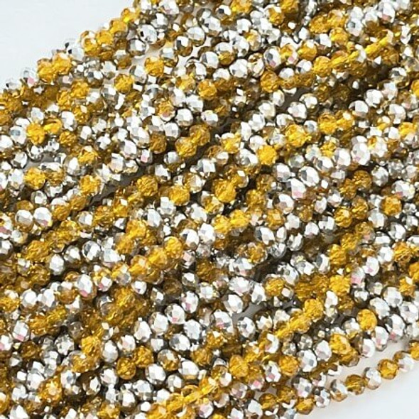 Chinese Crystal Rondelle Beads 3x2mm SILVER SUNSET