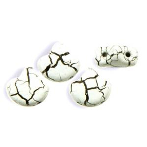 2-Hole GINKGO LEAF Czech Glass Beads Ionic White-Jet