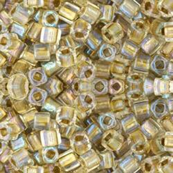 Toho CUBE Seed Beads 3mm CRYSTAL GOLD LINED