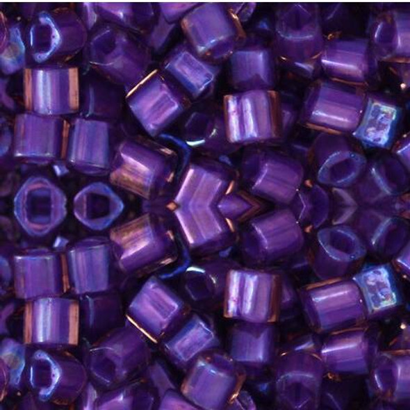 Toho CUBE Seed Beads 4mm RAINBOW ROSALINE OPAQUE PURPLE LINED