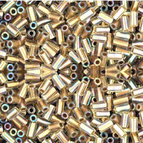 Toho BUGLE Seed Beads 3mm GOLD LINED RAINBOW CRYSTAL