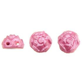 2-Hole ROSETA CABOCHON 6mm Czech Glass Beads Powdery-Sugar Coral
