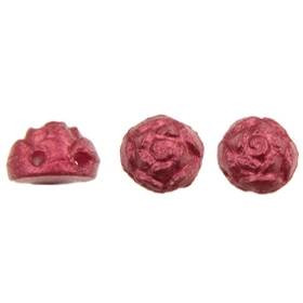 2-Hole ROSETA CABOCHON 6mm Czech Glass Beads Chatoyant-Scarlet Red