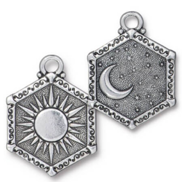 TierraCast PENDANT-Sun & Moon-Antique Silver Plated