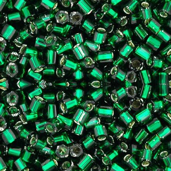 Toho HEXAGON 8/0 Seed Beads SILVER LINED GREEN EMERALD