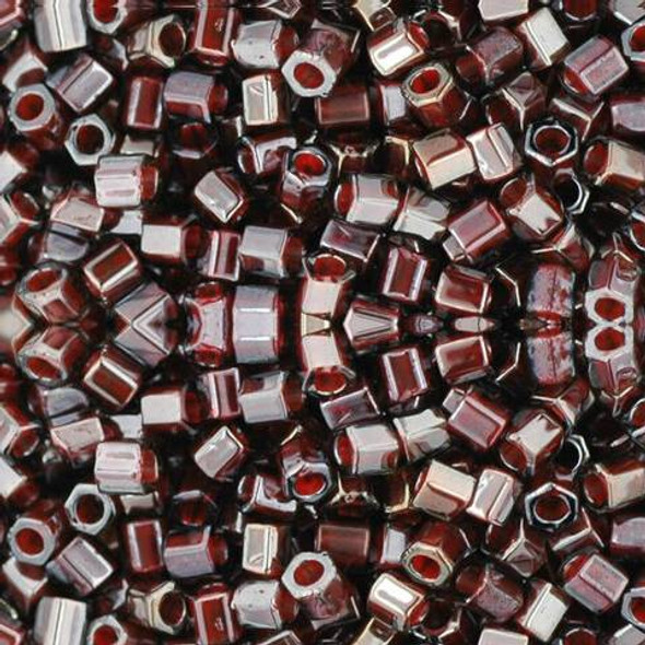 Toho HEXAGON 8/0 Seed Beads MONTANA BLUE OXBLOOD LINED