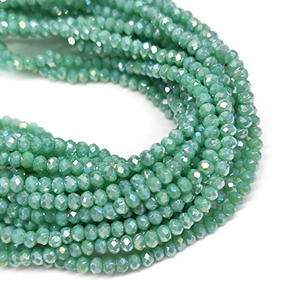 GEM-inside Green Turquoise Rondelle Beads – Handmade Spacer Loose Beads, Native American Style