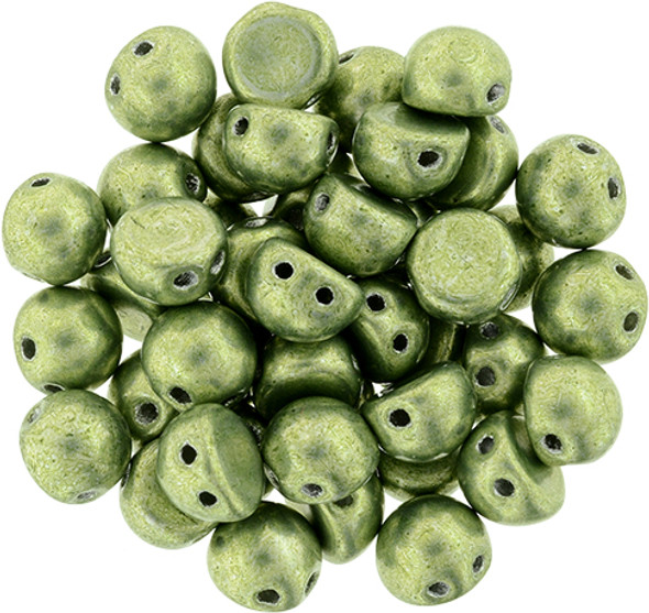 2-Hole Cabochon Beads SATURATED METALLIC GREENERY