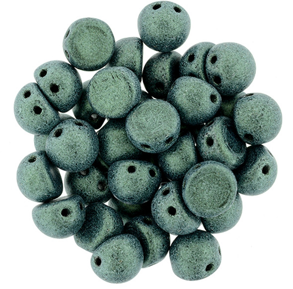 2-Hole Cabochon Beads METALLIC SUEDE LT GREEN