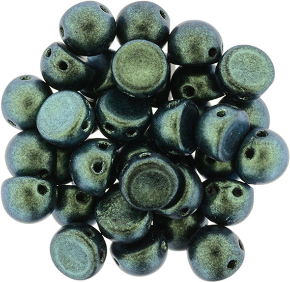 2-Hole Cabochon Beads POLYCHROME AQUA TEAL