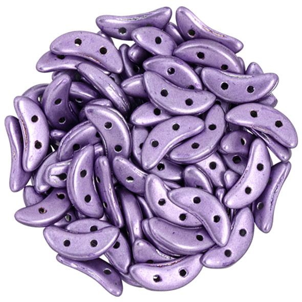 2-Hole Crescent Beads SATURATED METALLIC CROCUS PETAL