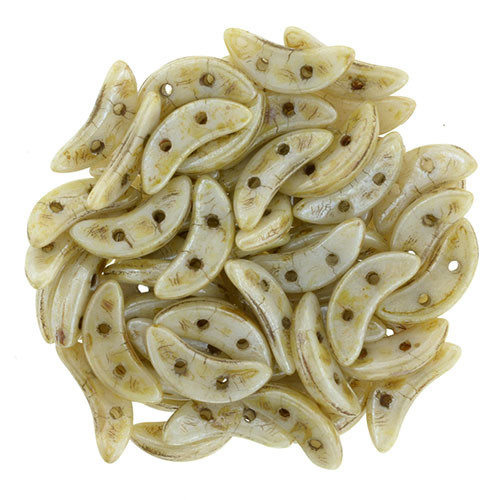 2-Hole Crescent Beads OPAQUE LUSTER PICASSO