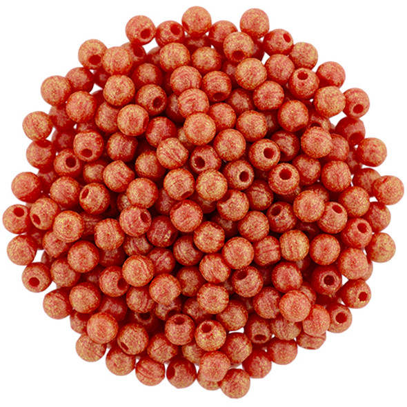 FINIAL Half-Drilled 2mm Czech Glass Beads RED ANTIQUE SHIMMER