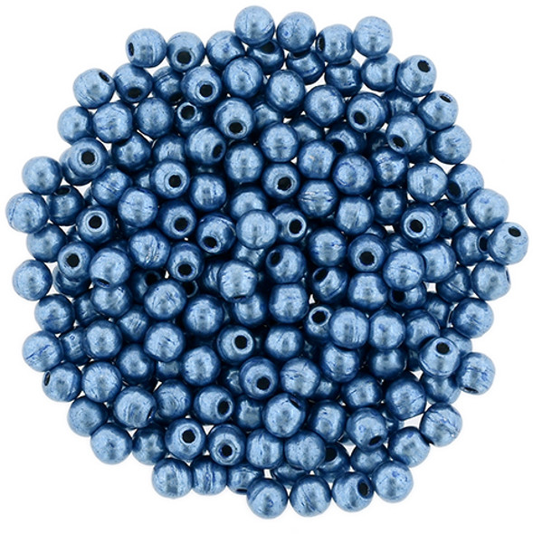 FINIAL Half-Drilled 2mm Czech Glass Beads SATURATED METALLIC LITTLE BOY BLUE