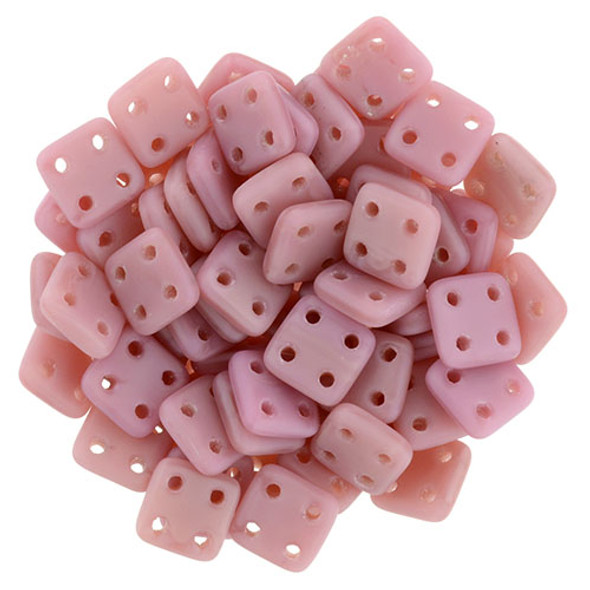 4-Hole QuadraTile 6mm CzechMates MATTE CORAL PINK