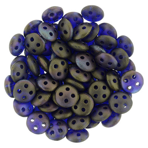 4-Hole QuadraLentil 6mm CzechMates MATTE OXIDIZED BRONZE COBALT