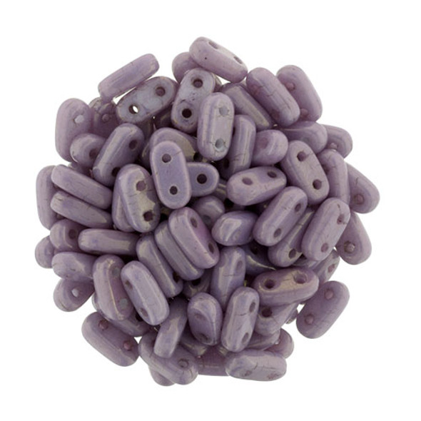 2-Hole Bar Beads 6x2mm CzechMates LUSTER OPAQUE LILAC