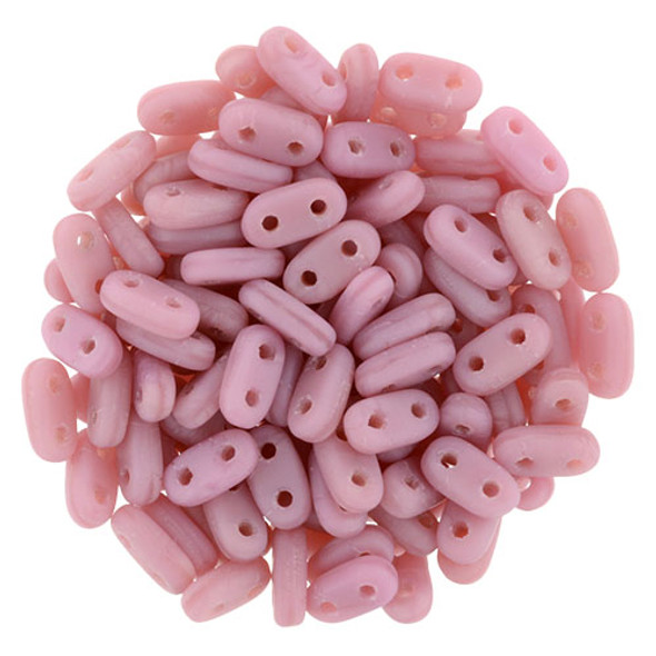 2-Hole Bar Beads 6x2mm CzechMates MATTE CORAL PINK