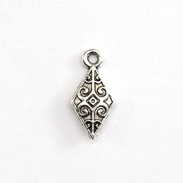 Charm-RHOMBUS-8x16mm Antique Silver Plated
