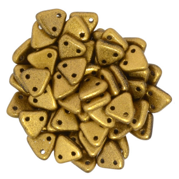 2-Hole TRIANGLE Beads 6mm CzechMates MATTE METALLIC GOLDENROD