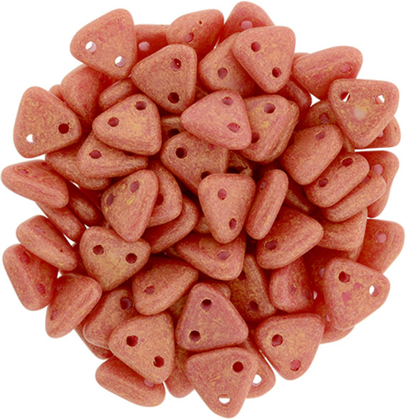 2-Hole TRIANGLE Beads 6mm CzechMates PACIFICA STRAWBERRY