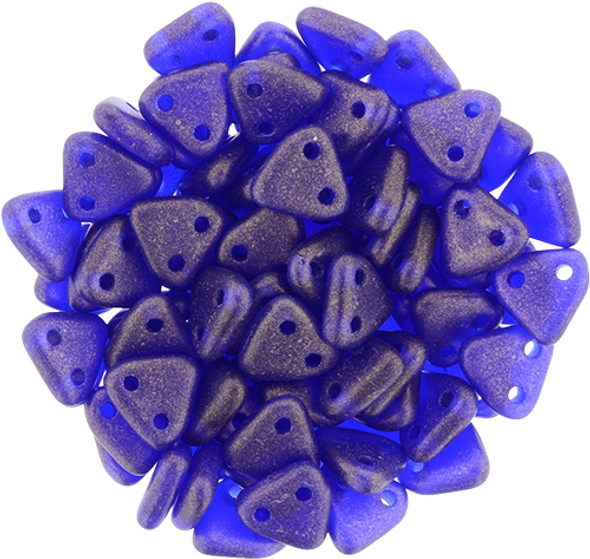2-Hole TRIANGLE Beads 6mm CzechMates SUEDED GOLD COBALT