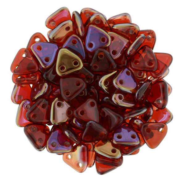 2-Hole TRIANGLE Beads 6mm CzechMates TWILIGHT SIAM RUBY