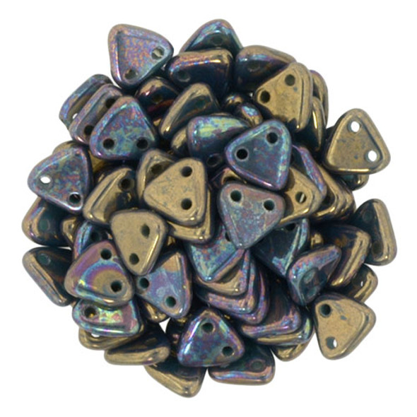 2-Hole TRIANGLE Beads 6mm CzechMates OXIDIZED BRONZE