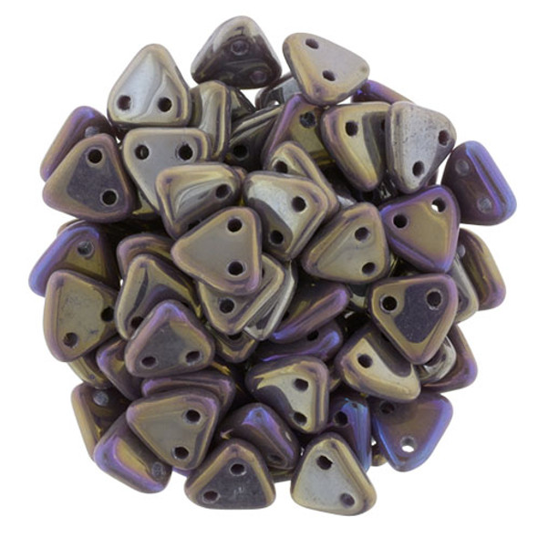 2-Hole TRIANGLE Beads 6mm CzechMates LUSTER IRIS OPAQUE LT AMETHYST