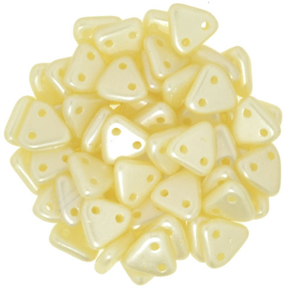 2-Hole TRIANGLE Beads 6mm CzechMates PEARL COAT CREAM