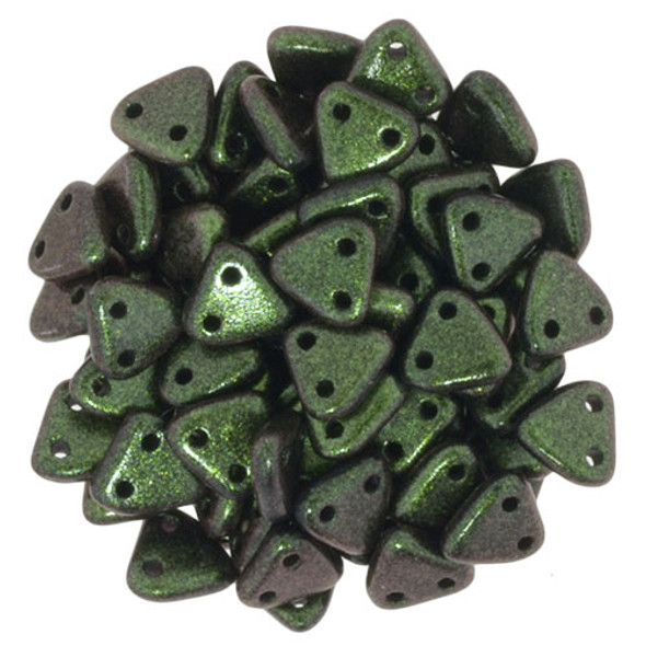 2-Hole TRIANGLE Beads 6mm CzechMates POLYCHROME OLIVE MAUVE