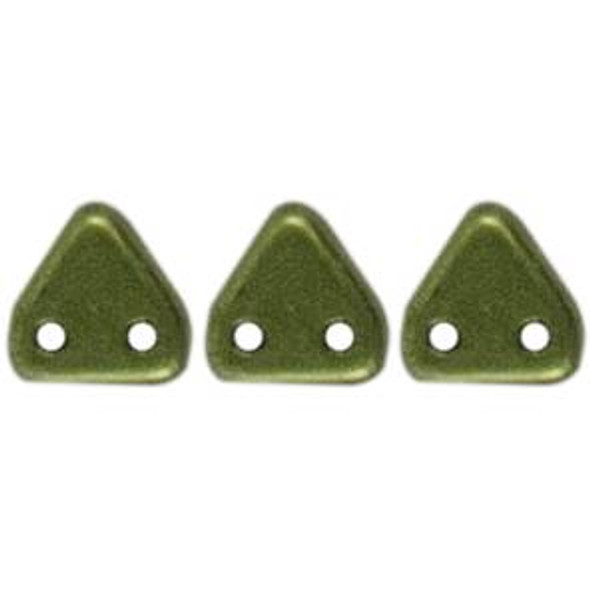 2-Hole TRIANGLE Beads 6mm CzechMates SUEDED GOLD FERN