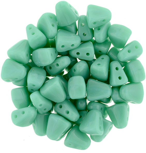 2-Hole NIB-BIT 6x5mm Czech Glass Beads TURQUOISE