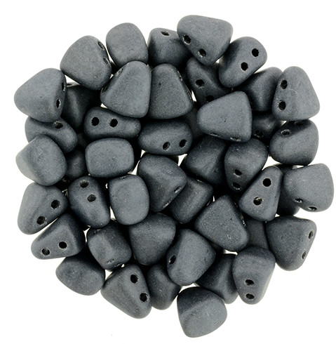 2-Hole NIB-BIT 6x5mm Czech Glass Beads MATTE HEMATITE