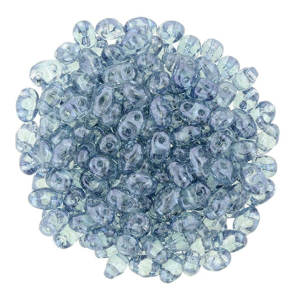 MiniDuo 2x4mm 2-Hole Czech Glass Beads LUSTER TRANSPARENT BLUE