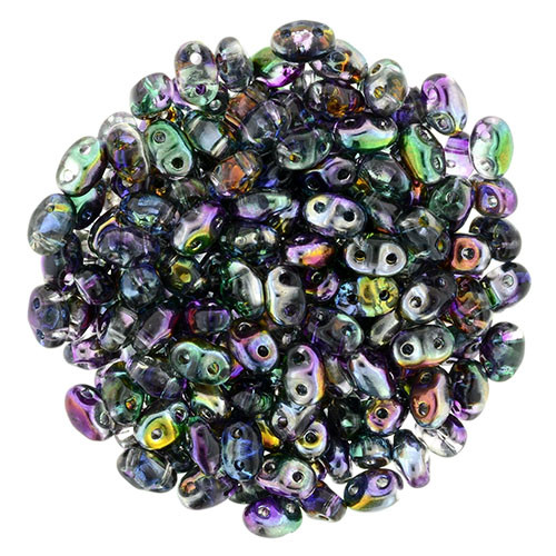 MiniDuo 2x4mm 2-Hole Czech Glass Beads COATED MAREA PEACOCK GOLD