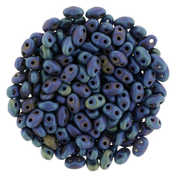 MiniDuo 2x4mm 2-Hole Czech Glass Beads MATTE IRIS BLUE
