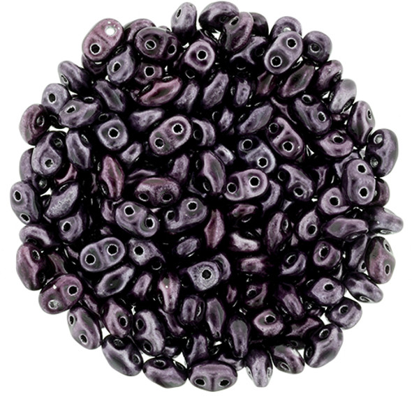 MiniDuo 2x4mm 2-Hole Czech Glass Beads METALUST PURPLE