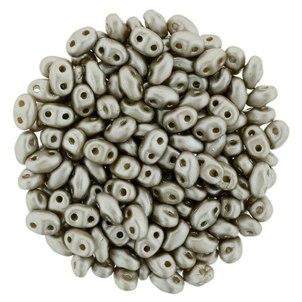 MiniDuo 2x4mm 2-Hole Czech Glass Beads PEARL COAT BROWN SUGAR